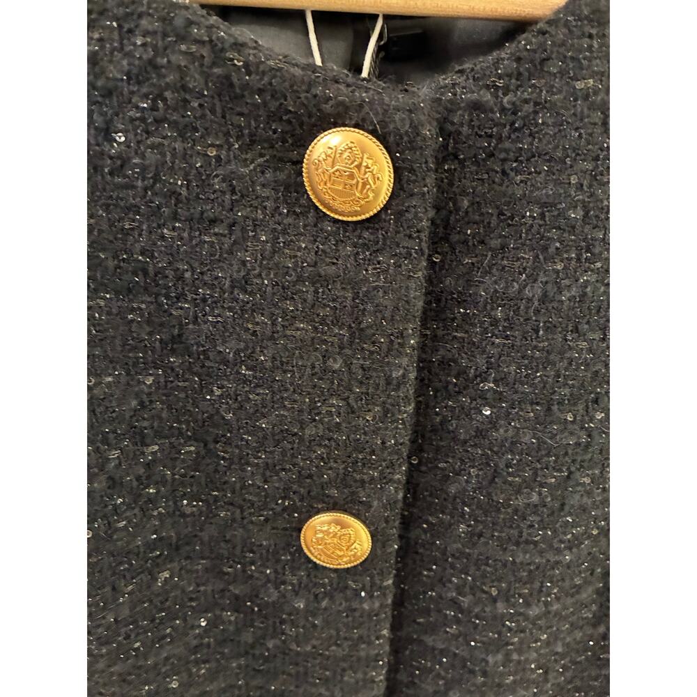 Urban Revivo Black Tweed Blazer Size 4 - Picture 2 of 7